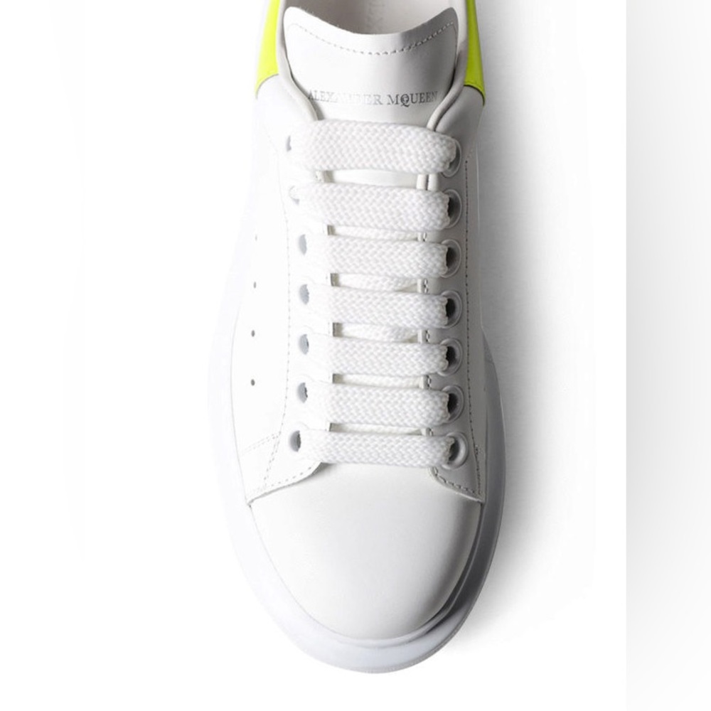 EUC Women Sz 7 (Euro Sz 37) Alexander McQueen Oversized Shoes White/Fluo Yellow - Picture 4 of 17